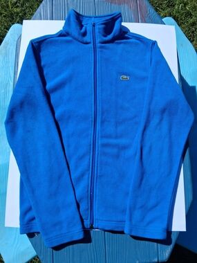 Vintage Lacoste Blue Full-Zip Fleece Jacket Sz Medium